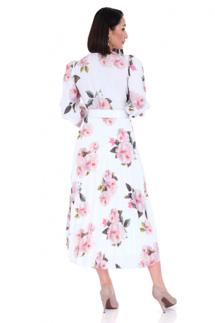 FRV Printed crepe long sleeve midi dress - North Shields