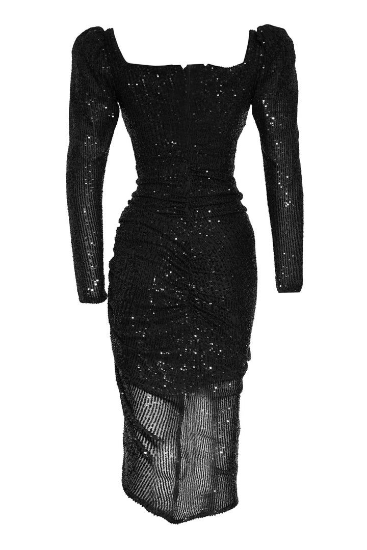 FRV Black stamp sequins long sleeve maxi dress - Brossard
