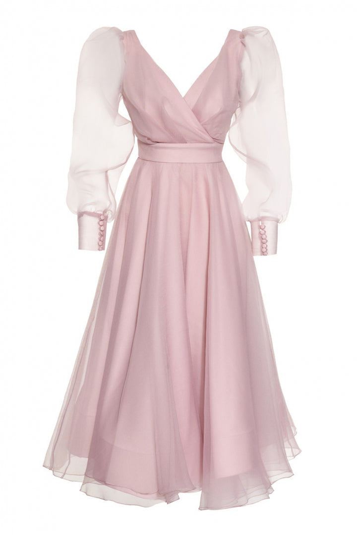 FRV Blush tulle long sleeve maxi dress - Zamora