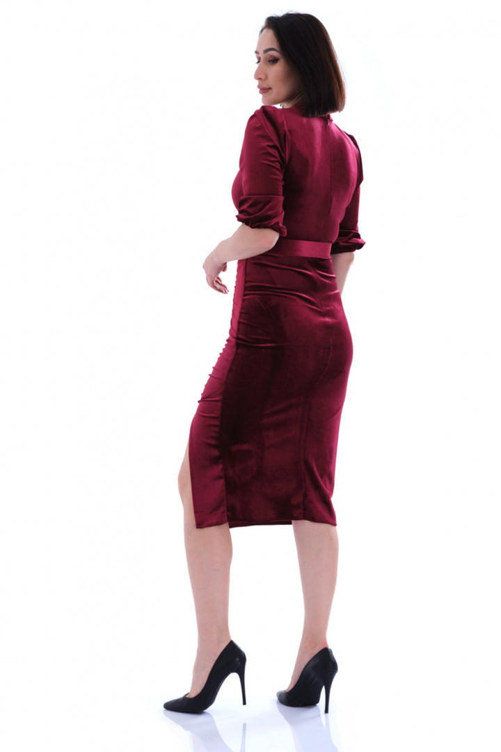 FRV Maroon velvet 3/4 sleeve midi dress - Makiivka