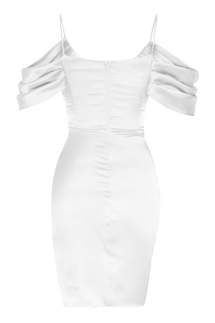 FRV White plus size satin short sleeve mini dress - Modesto