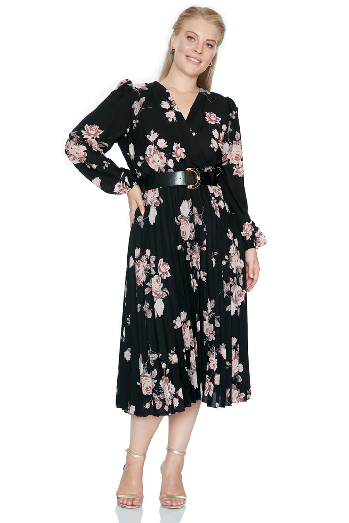 FRV Printed plus size crepe long sleeve midi dress - Toms River