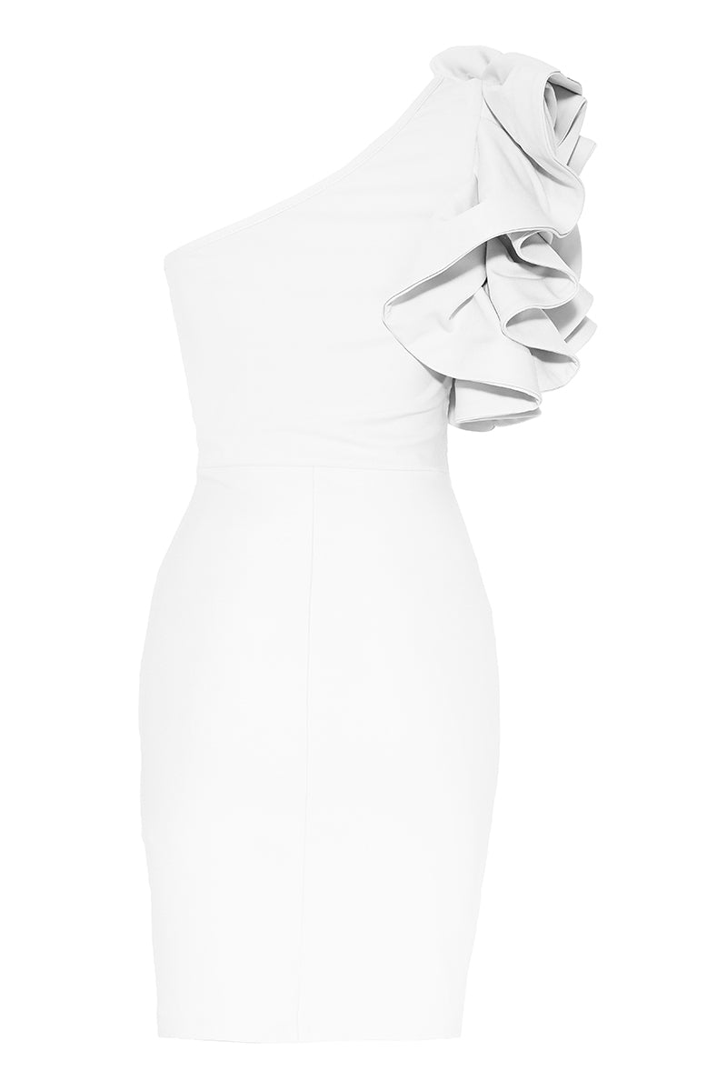 FRV White crepe single sleeve mini dress - Littlehampton