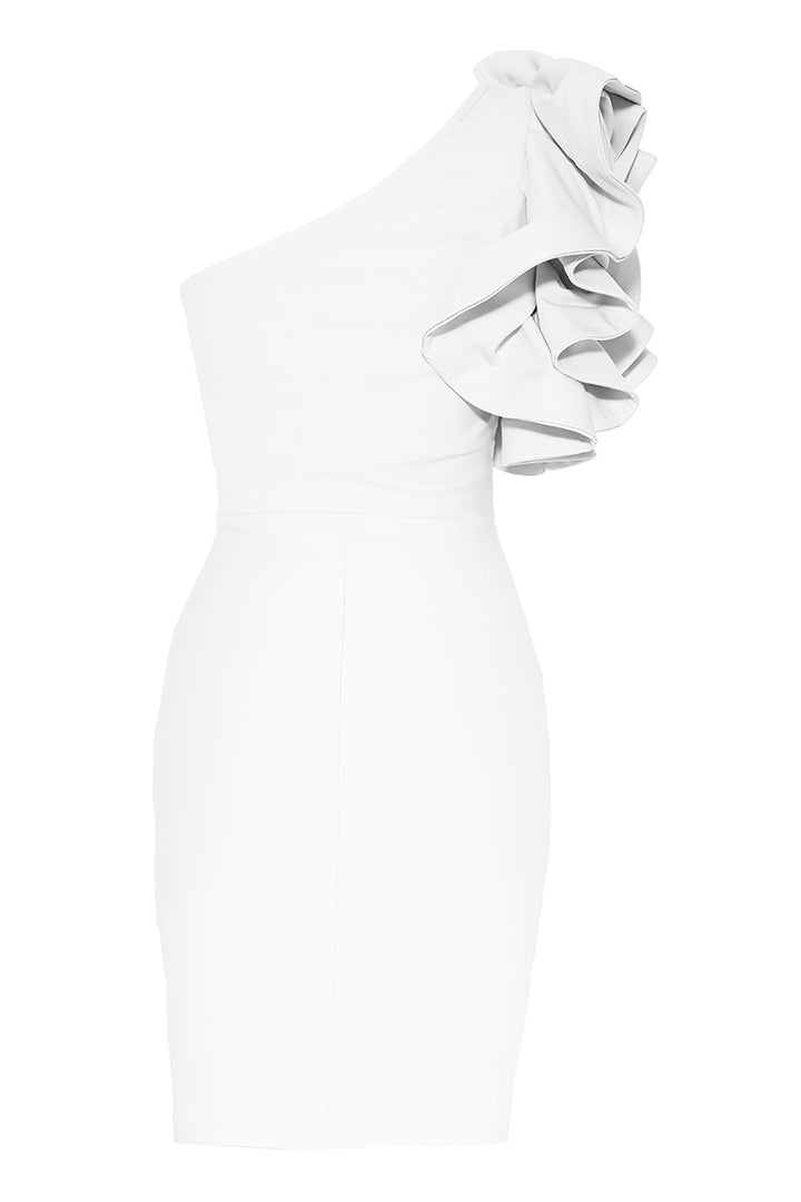 FRV White crepe single sleeve mini dress - Littlehampton