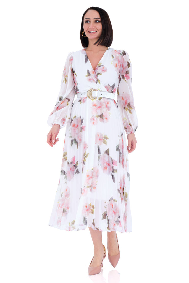 FRV Printed chiffon long sleeve midi dress - Pomona