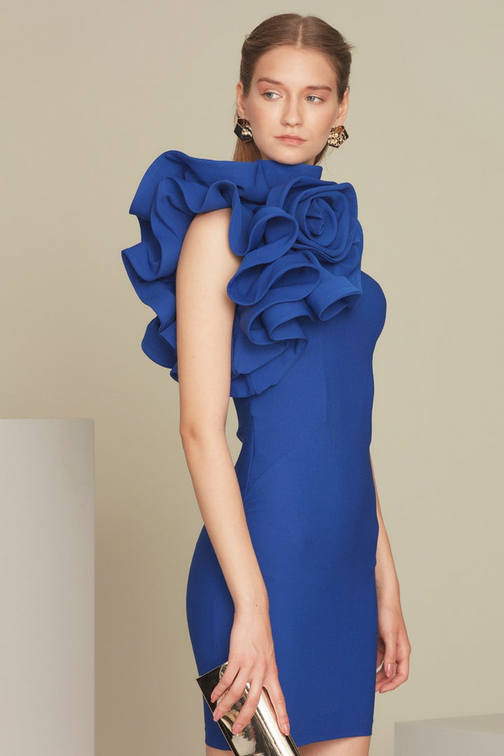 FRV Blue crepe single sleeve mini dress - Des Plaines