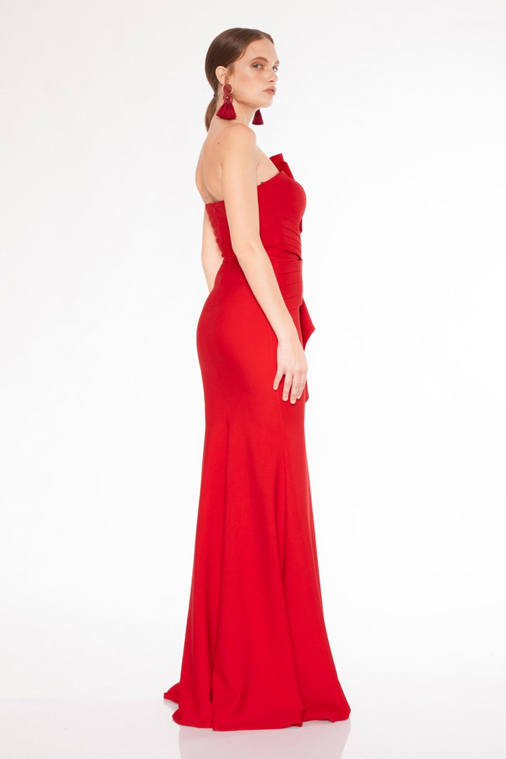 FRV Red crepe strapless maxi dress - Haltom City