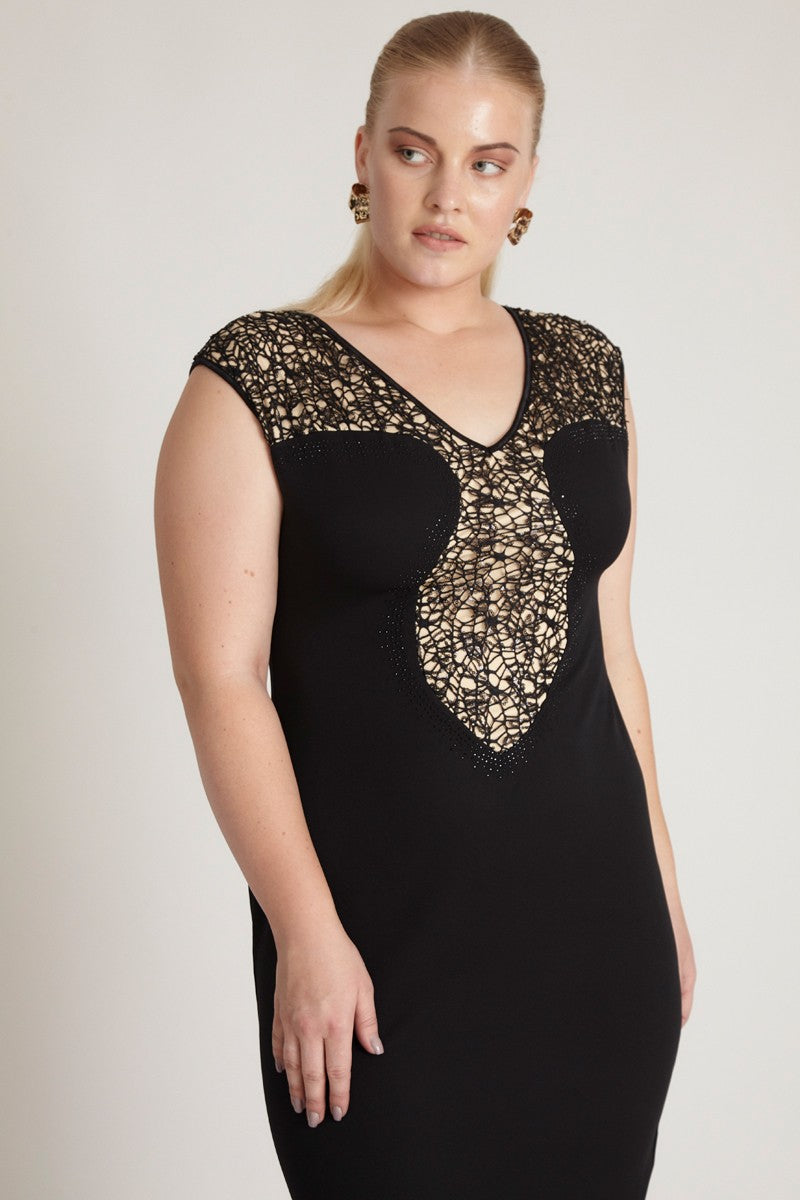 FRV Black plus size crepe sleeveless mini dress - Tamarac