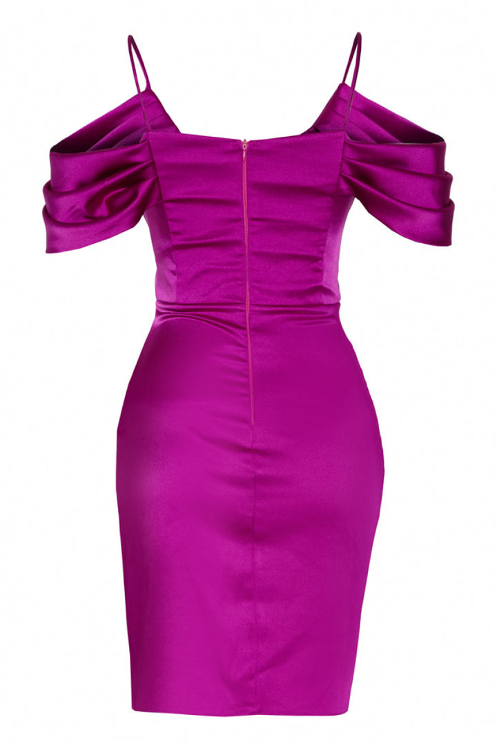 FRV Fuchsia satin sleeveless mini dress - Imperia