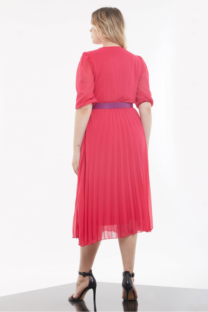 FRV Red plus size chiffon 3/4 sleeve midi dress - Hanover Park