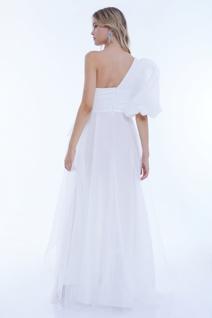 FRV White tulle single sleeve maxi dress - Vélez-Málaga