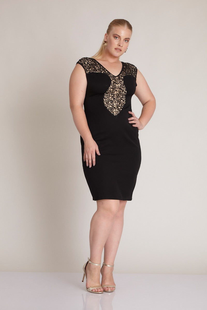 FRV Black plus size crepe sleeveless mini dress - Tamarac