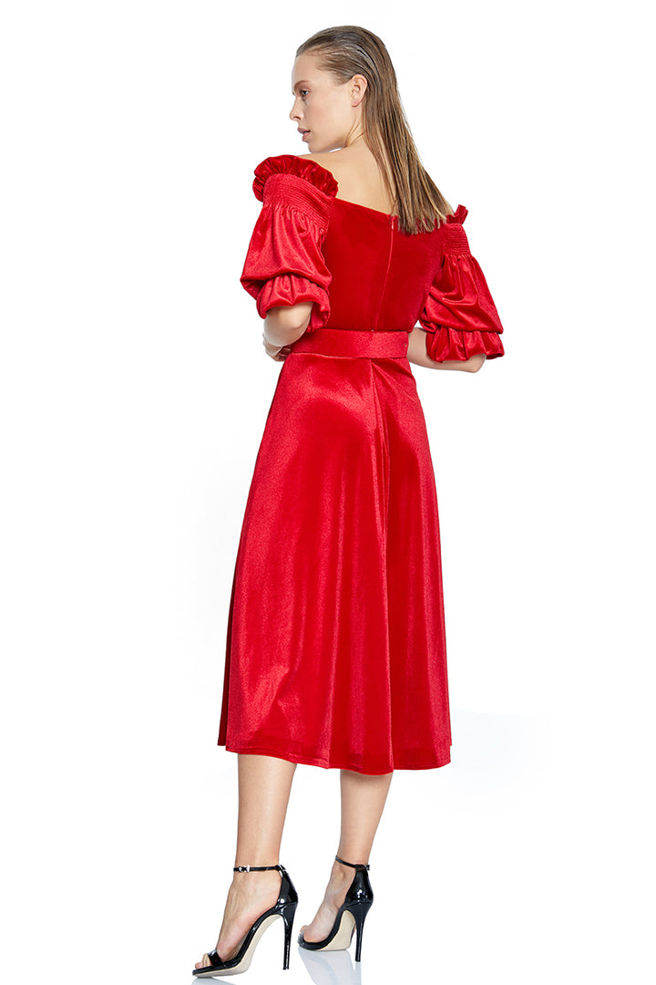 FRV Red velvet 3/4 sleeve maxi dress - Dinslaken