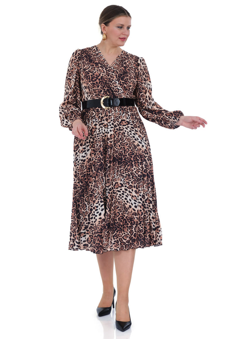FRV Printed plus size crepe long sleeve midi dress - Boadilla del Monte