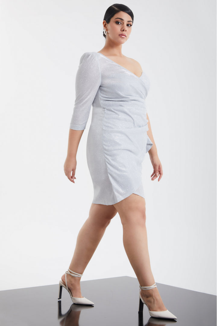 FRV Silver plus size glare single sleeve mini dress - Newark