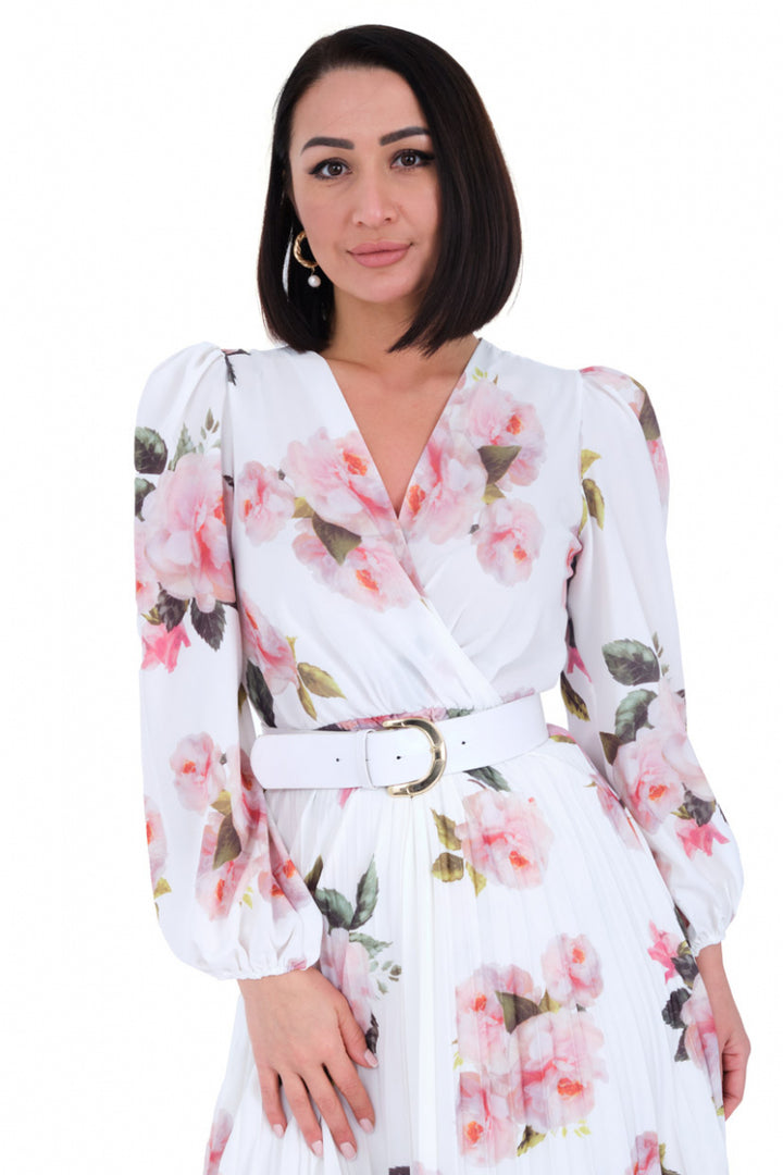 FRV Printed crepe long sleeve midi dress - North Shields