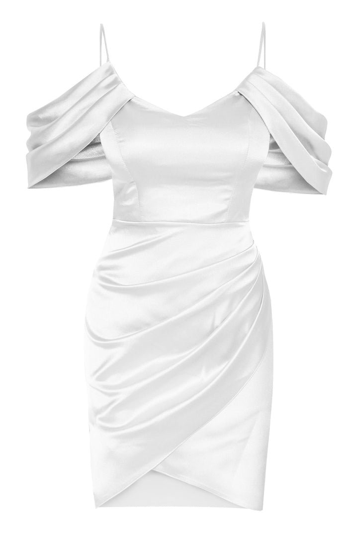FRV White plus size satin short sleeve mini dress - Modesto
