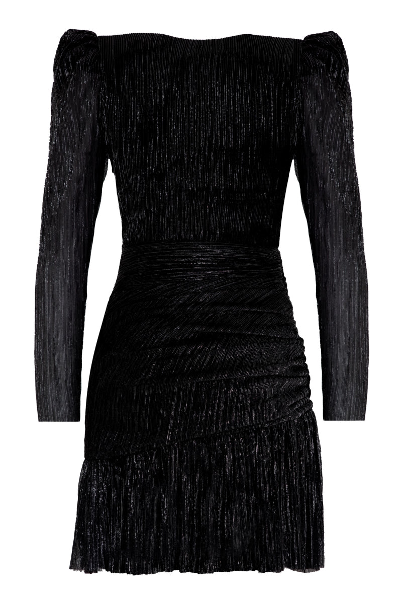 FRV Black silvery long sleeve mini dress - Adeje