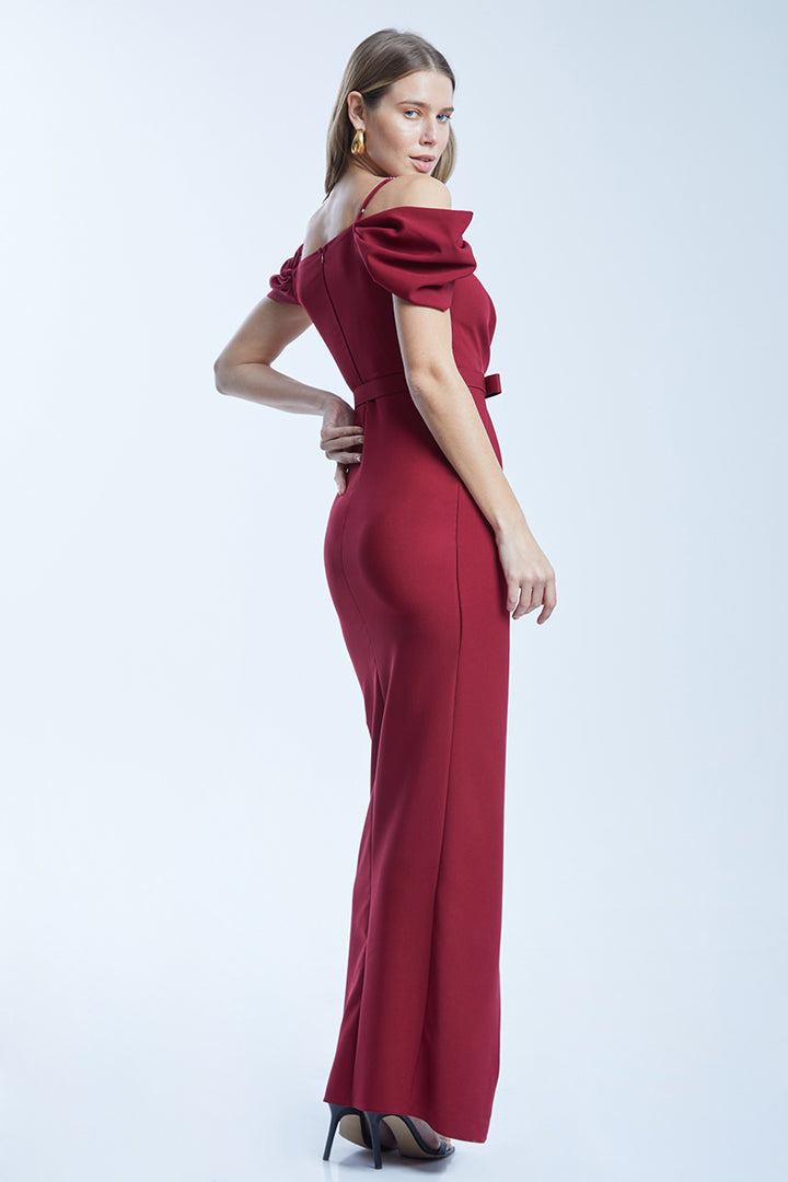 FRV Maroon crepe sleeveless maxi dress - Marano di Napoli