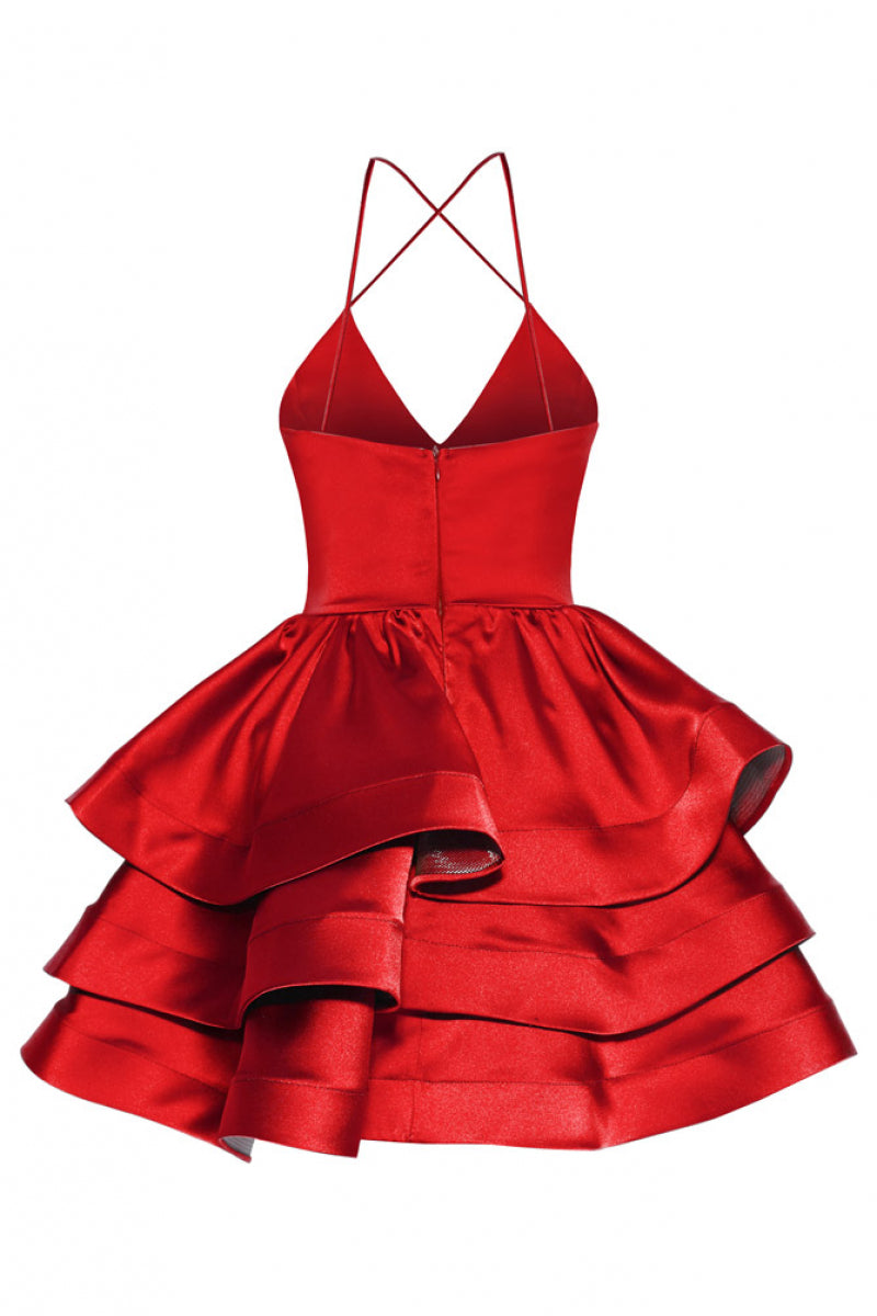 FRV Red satin sleeveless mini dress - Stuttgart