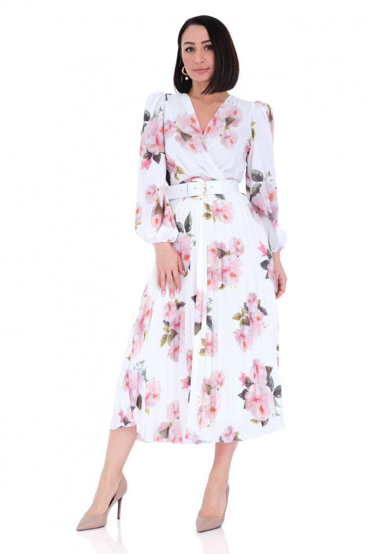 FRV Printed crepe long sleeve midi dress - North Shields