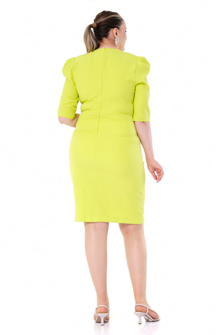 FRV Peanut green plus size crepe short sleeve mini dress - Vienna