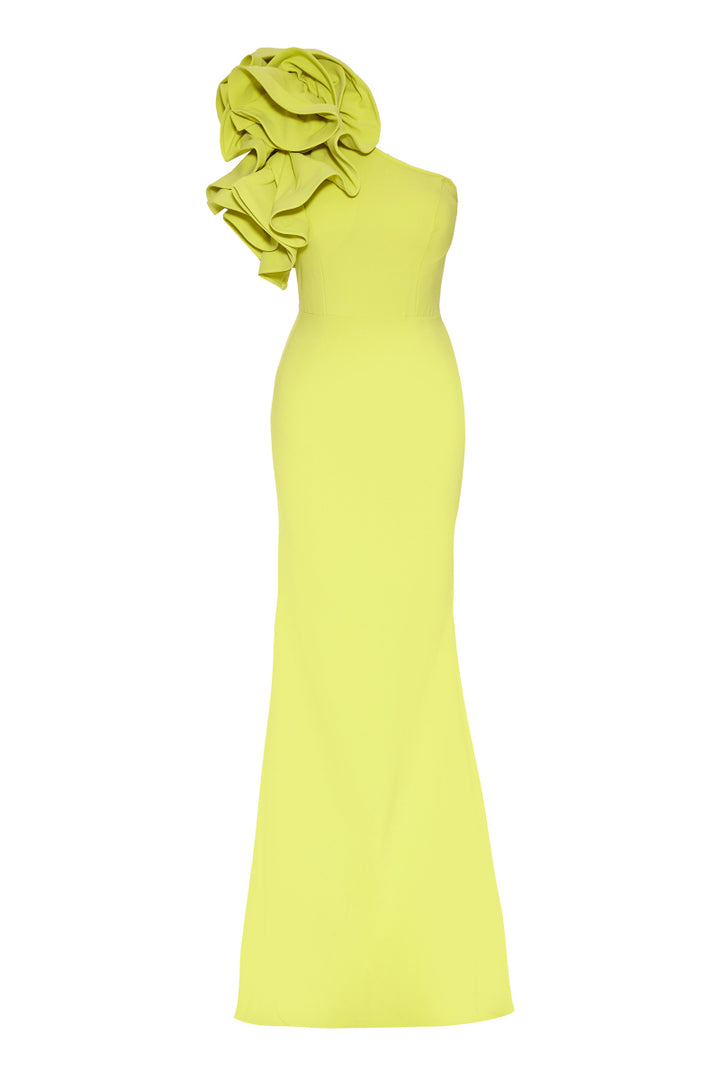 FRV Peanut green crepe single sleeve maxi dress - Cincinnati