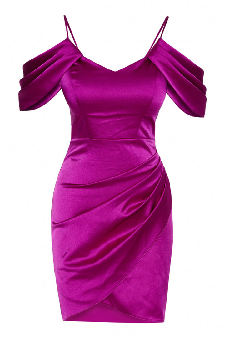 FRV Fuchsia satin sleeveless mini dress - Imperia