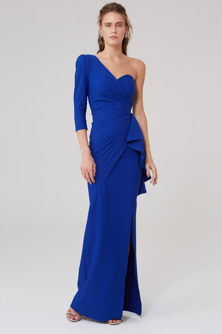 FRV Blue crepe single sleeve maxi dress - Felgueiras
