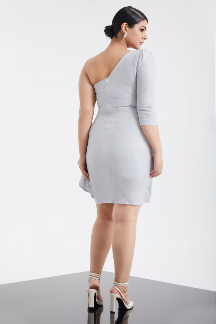 FRV Silver plus size glare single sleeve mini dress - Newark