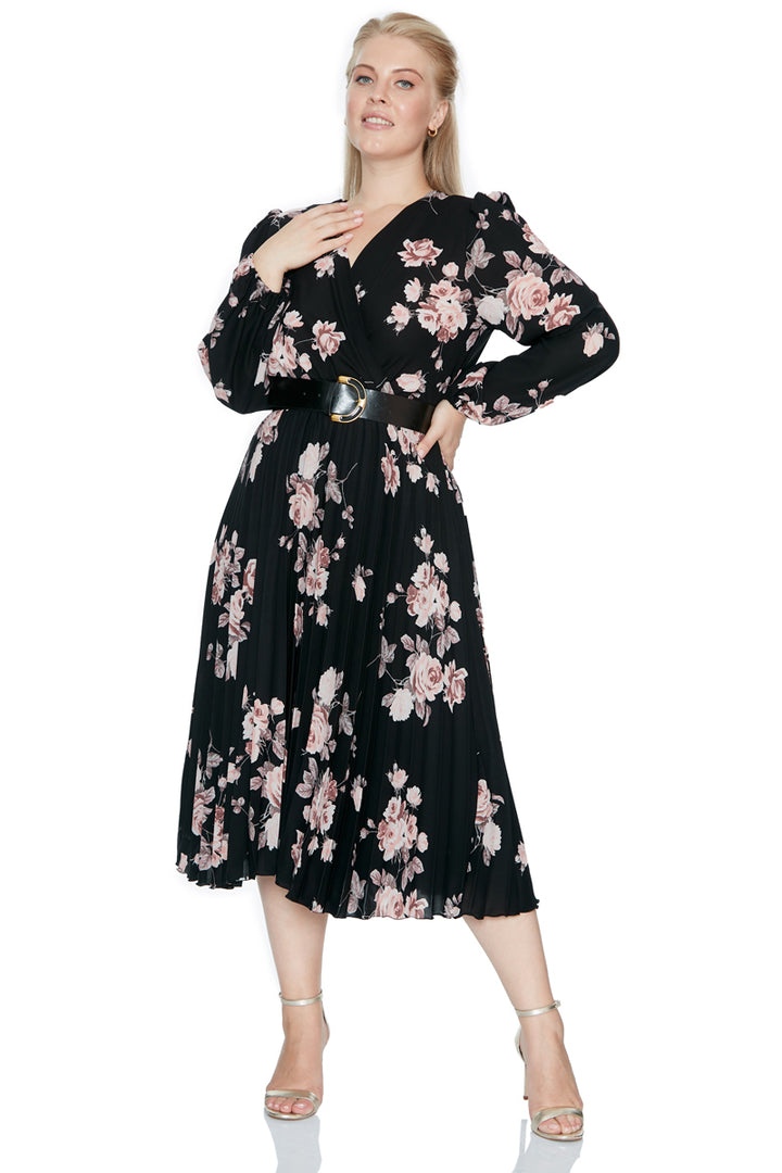FRV Printed plus size crepe long sleeve midi dress - Toms River