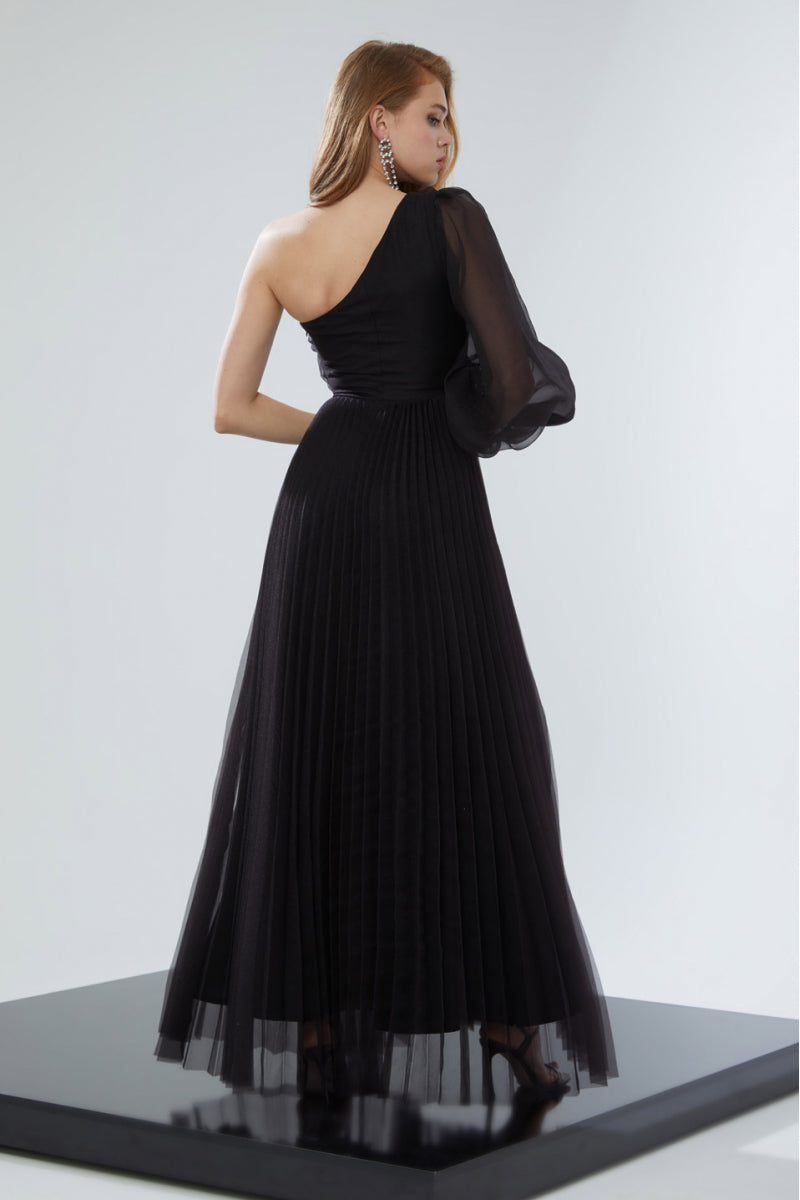 FRV Black tulle single sleeve long dress - Castelldefels
