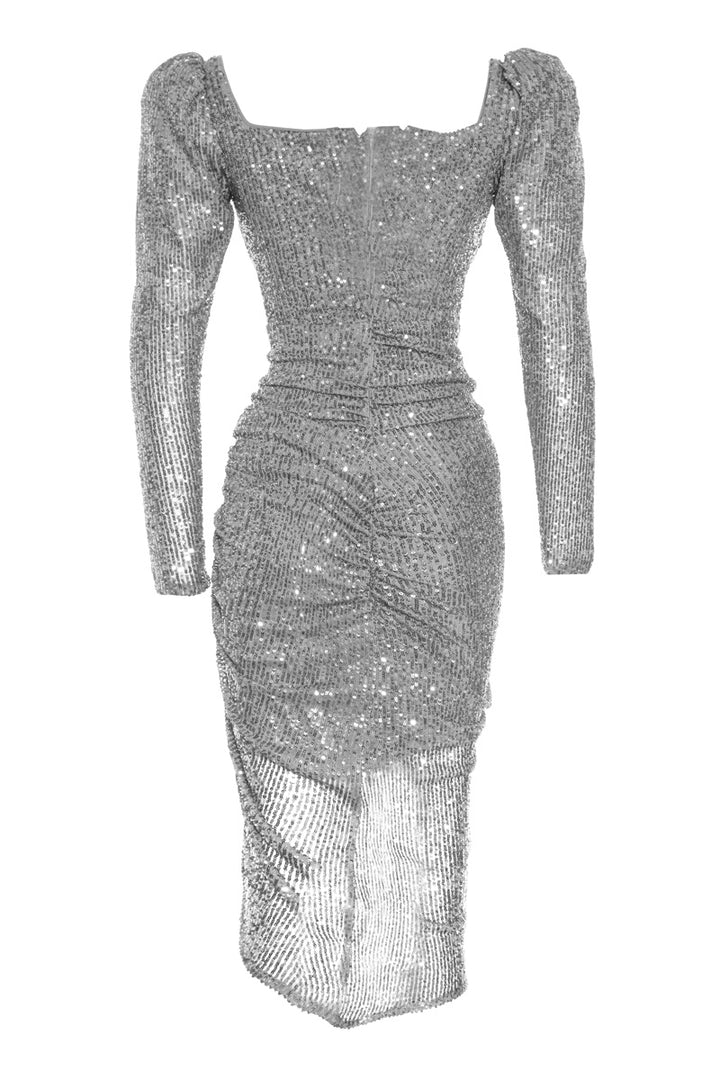 FRV Gray stamp sequins long sleeve maxi dress - Pasadena