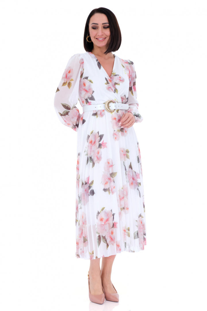 FRV Printed chiffon long sleeve midi dress - Pomona
