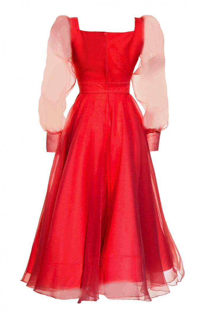 FRV Red tulle long sleeve maxi dress - Iowa City