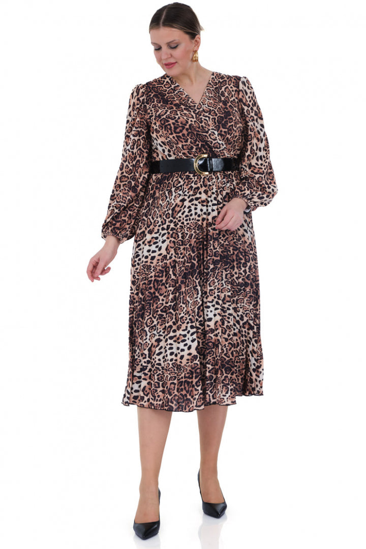 FRV Printed plus size crepe long sleeve midi dress - Boadilla del Monte