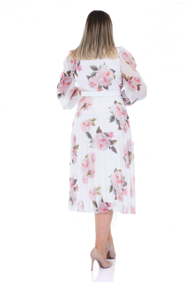 FRV Printed plus size chiffon long sleeve midi dress - Boryspil