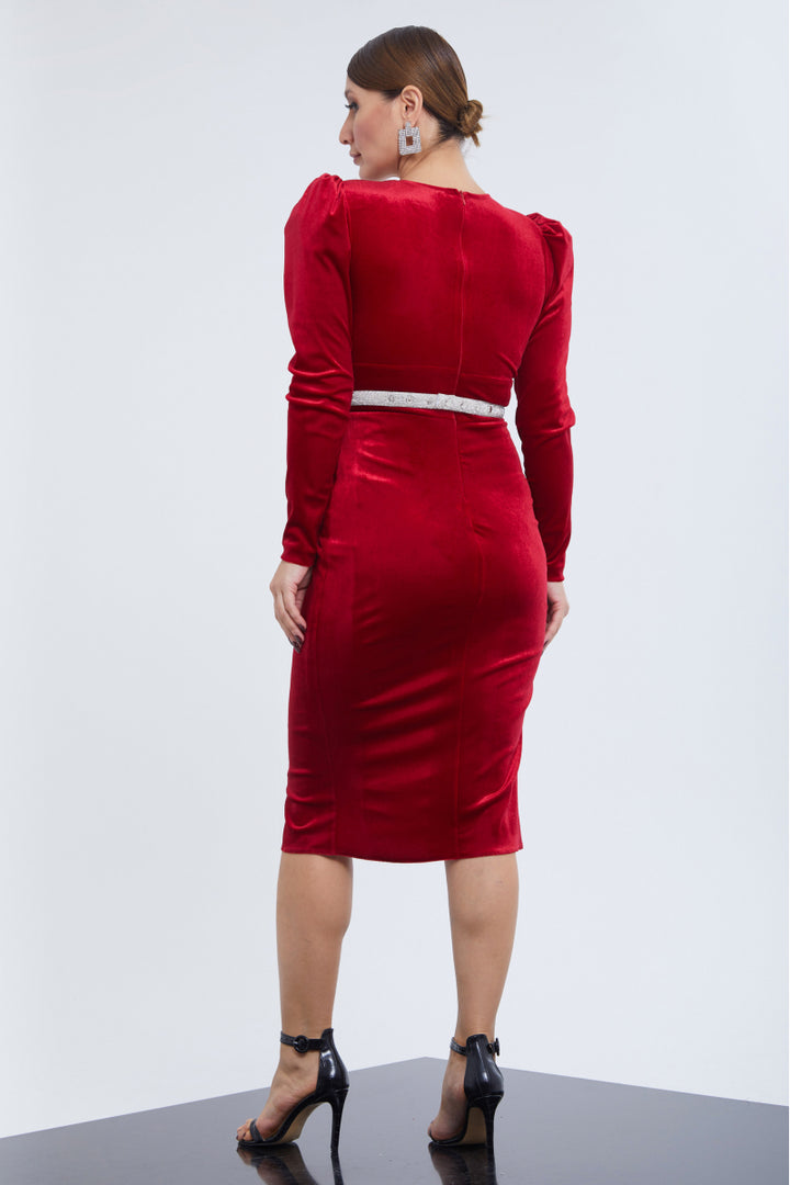 FRV Red velvet long sleeve mini dress - Wagga Wagga