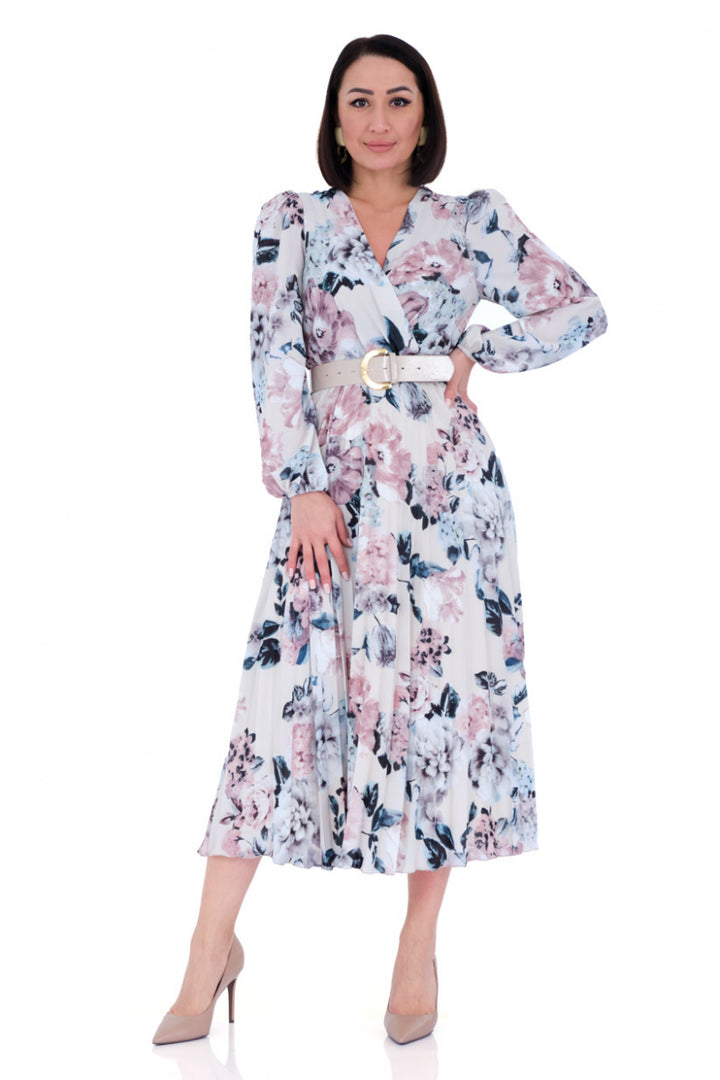 FRV Printed crepe long sleeve midi dress - Anchorage