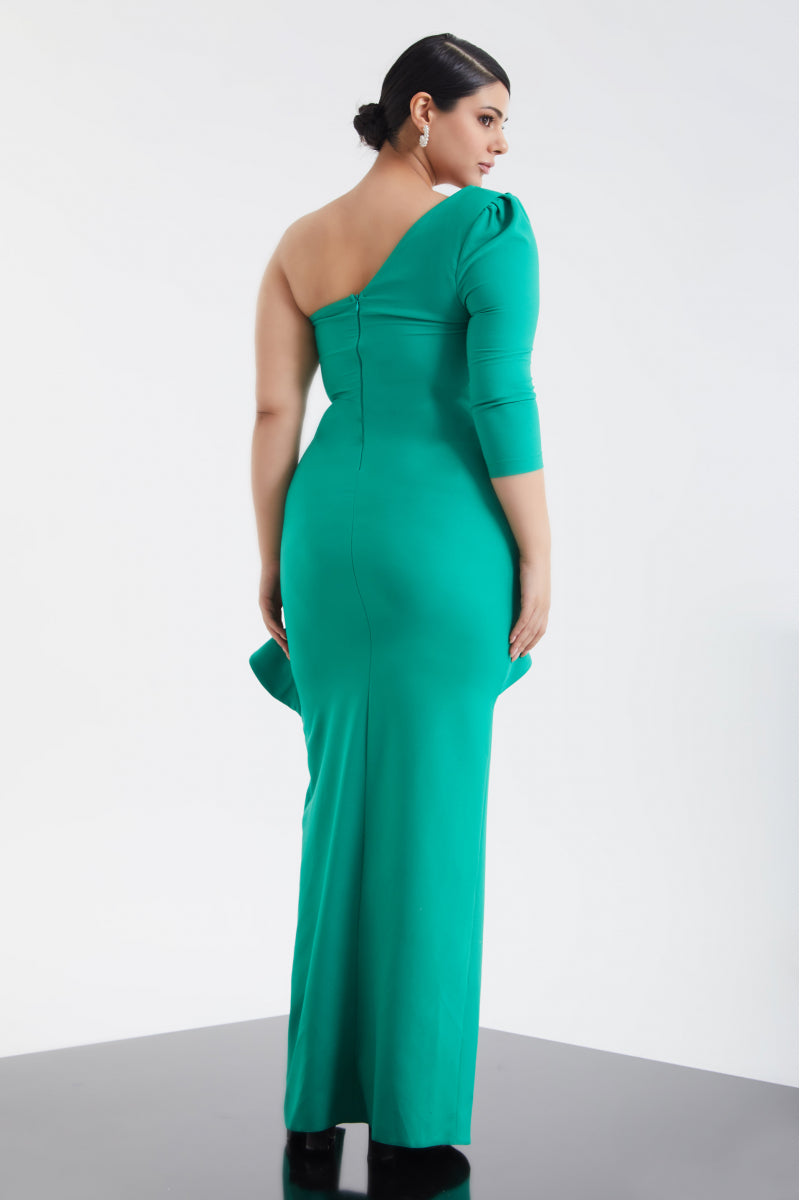 FRV Green plus size crepe single sleeve maxi dress - Canton