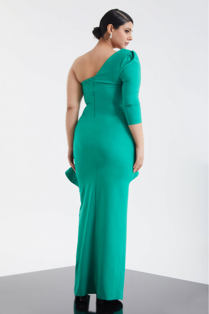 FRV Green plus size crepe single sleeve maxi dress - Canton