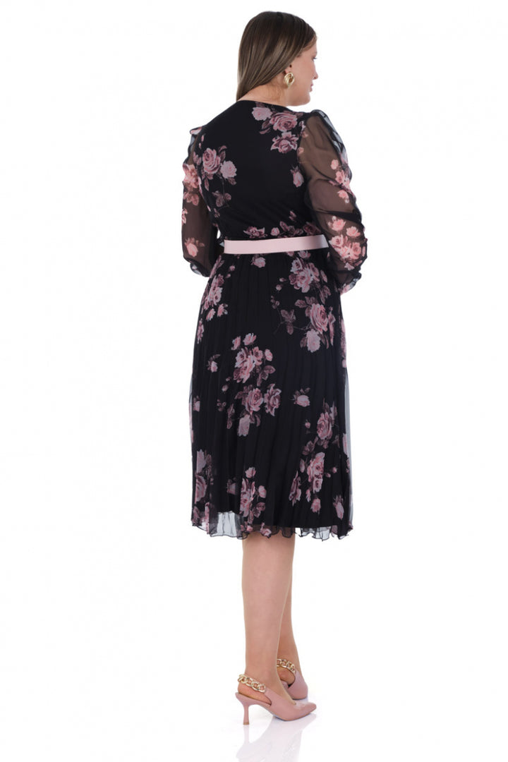 FRV Printed plus size chiffon long sleeve midi dress - Bamberg
