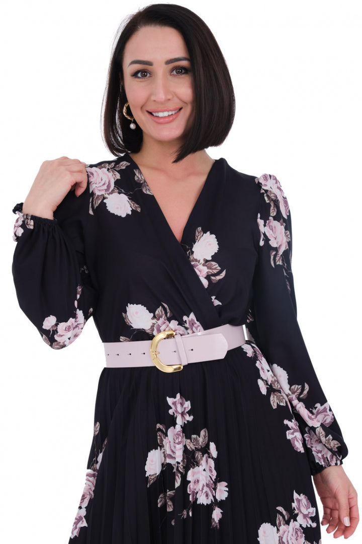 FRV Printed crepe long sleeve midi dress - Hereford