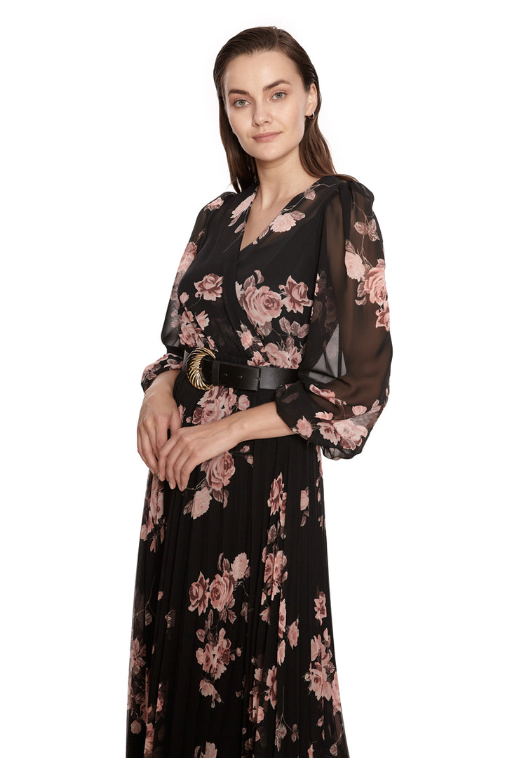 FRV Printed chiffon long sleeve midi dress - Abington