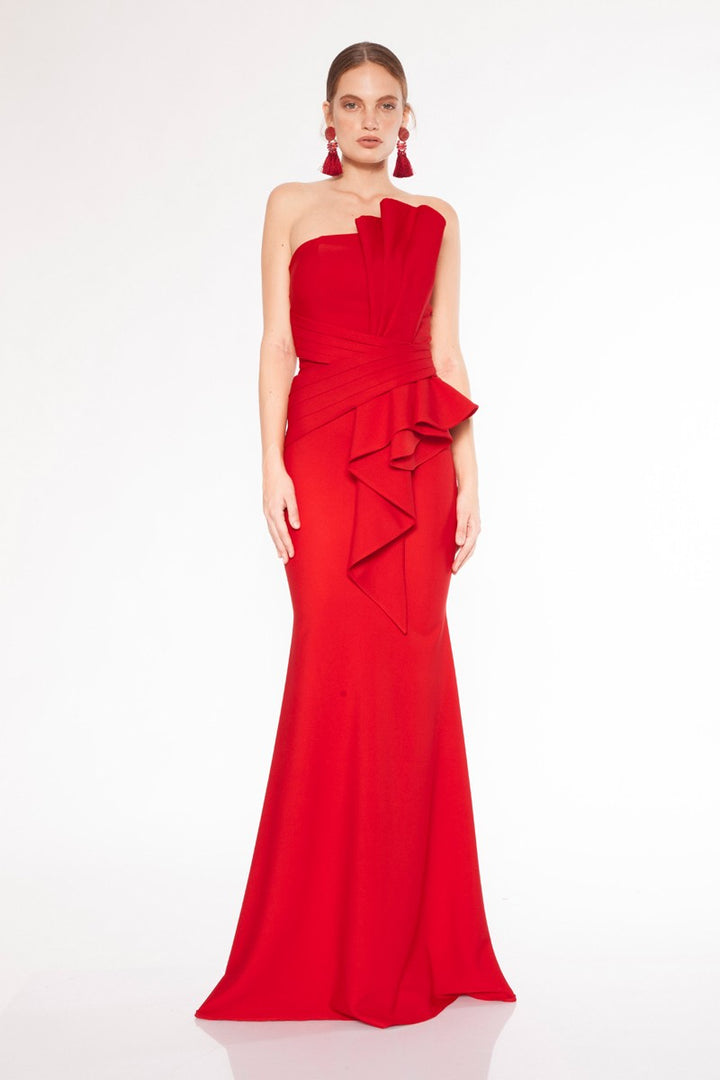 FRV Red crepe strapless maxi dress - Haltom City