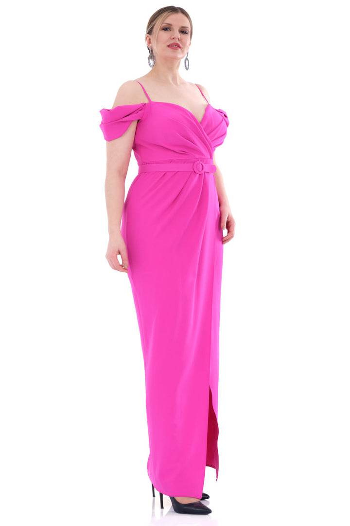 FRV Fuchsia plus size crepe sleeveless maxi dress - Pallíni