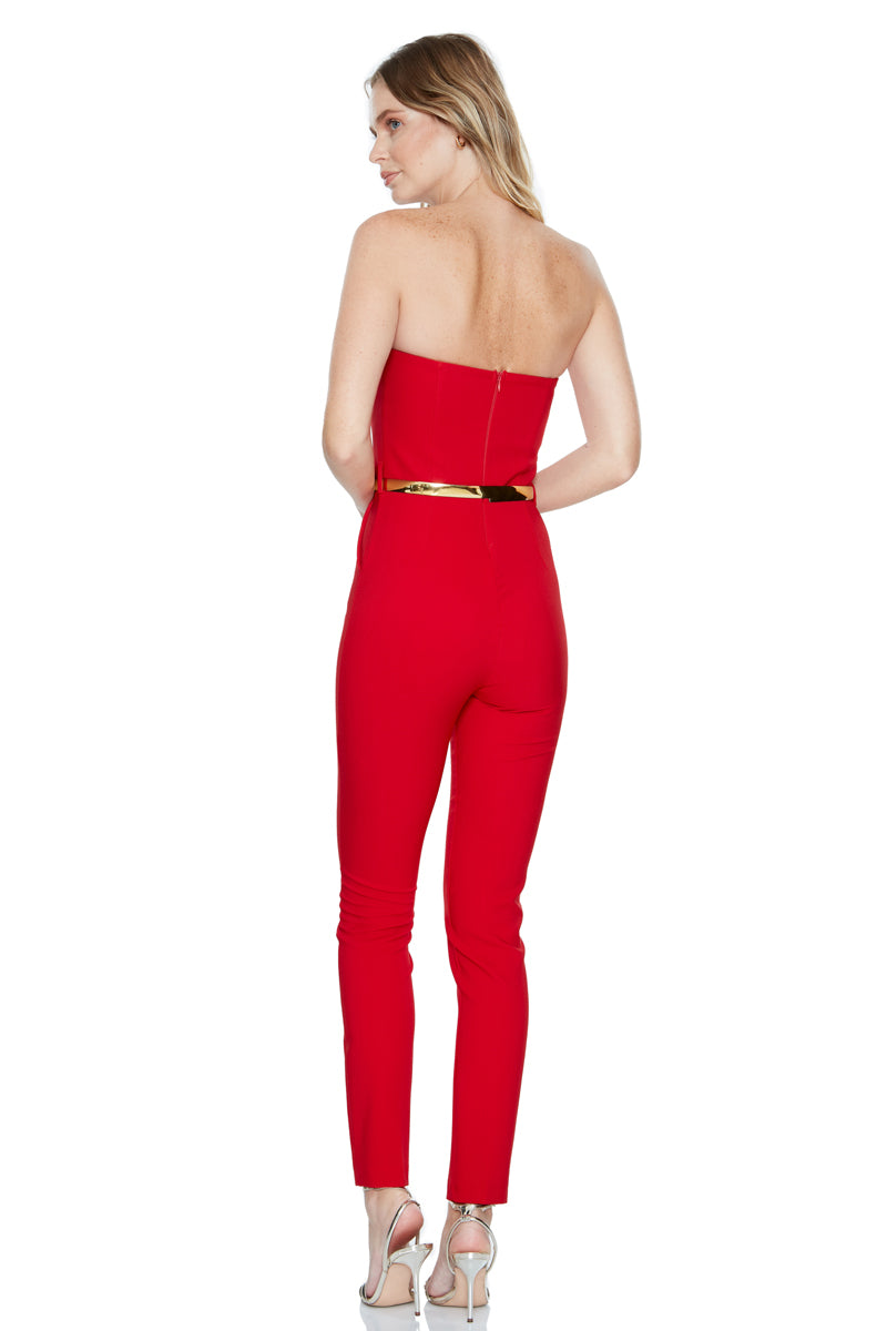 FRV Red crepe strapless maxi trousers - DeLand