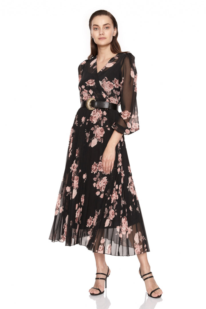 FRV Printed chiffon long sleeve midi dress - Abington