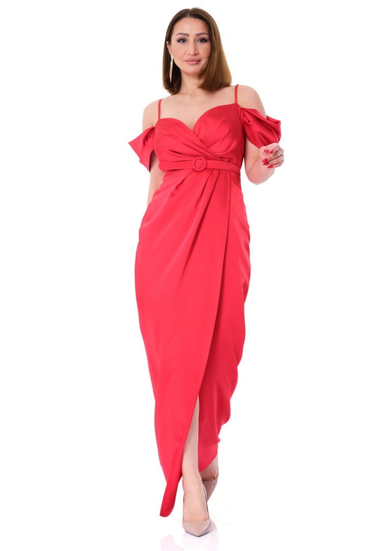 FRV Red satin sleeveless maxi dress - Valongo