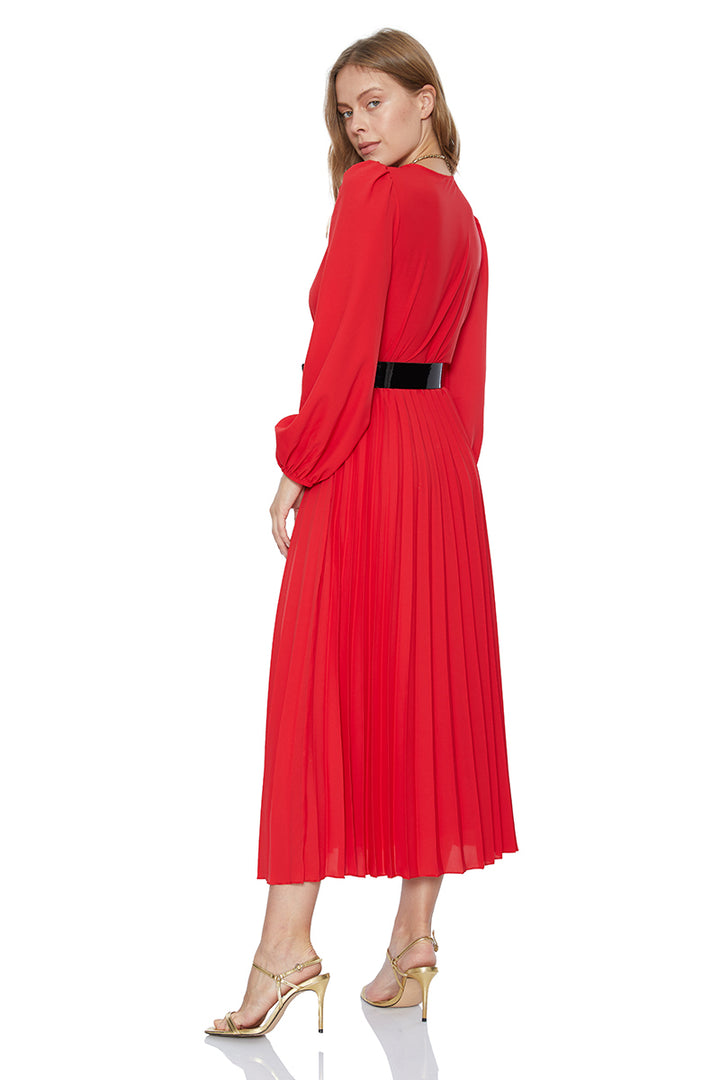 FRV Red crepe long sleeve midi dress - Manalapan
